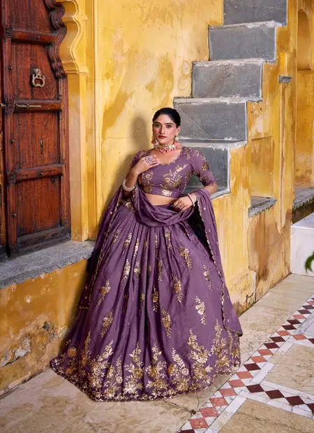 Eravii By Lnb Chocolate Crush Sequins And Thread Embroidery Work Lehenga With Blouse Dupatta Wholesale In India